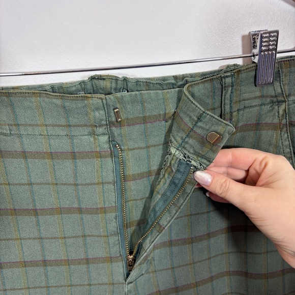 Sundance Green Plaid Cropped Linen Blend Pants NEW with tags NWT Size 10 - Picture 7 of 12